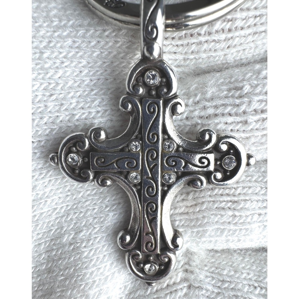 Brighton Silver Tone Divinity Cross Key Fob Ornate Scrollwork Keychain Charm - Picture 10 of 11